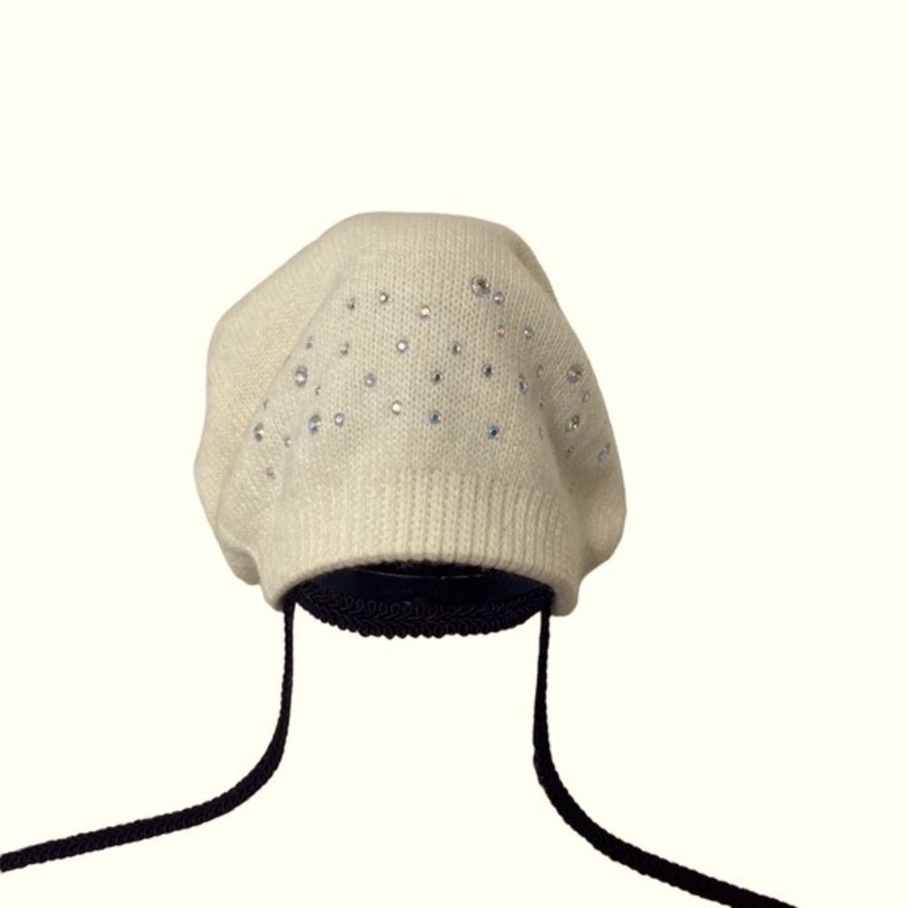 Jacqueline Smith Ivory Colorful Rhinestone Beanie Hat.  Sz OS
